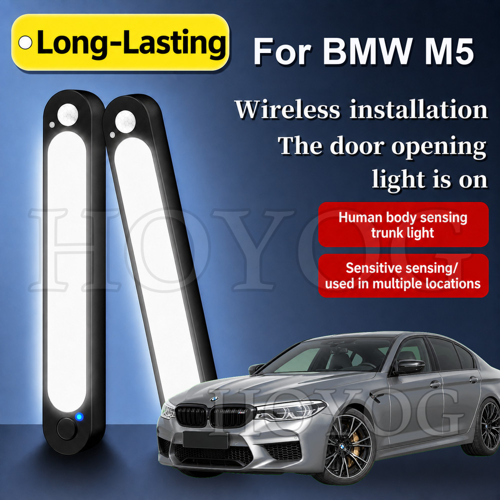 For BMW M5 1984-2026 Car Trunk Light LED Lamp Magnetic Sensor No Drilling Stick On Night Driving Easy Install Emergency Wireless Auto ON OFF Boot Cargo Light Sedan Interior Cabin