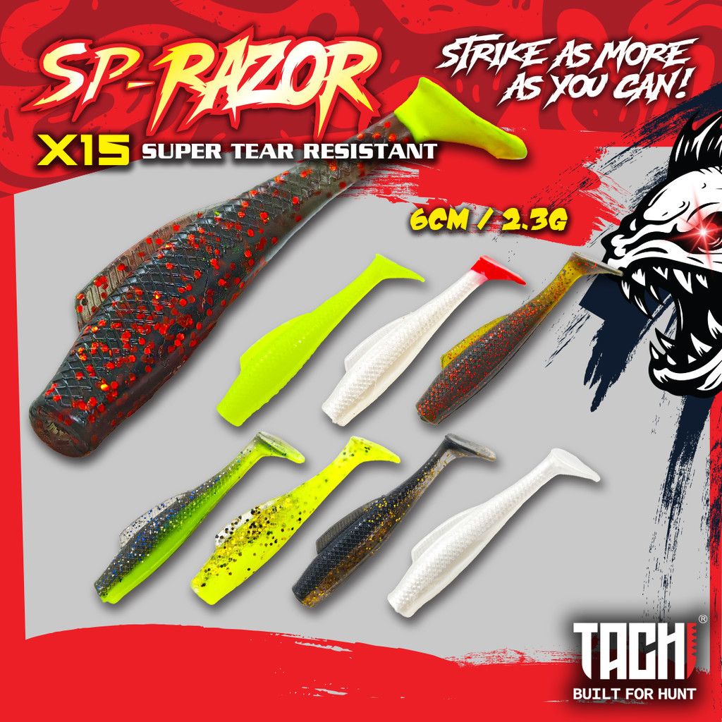 【SP RAZOR 6CM】 Umpan Lembut SP 6cm Soft Plastic Lure Soft Bait Zman Fishing Lures T tail Casting Siakap Soft Plastik