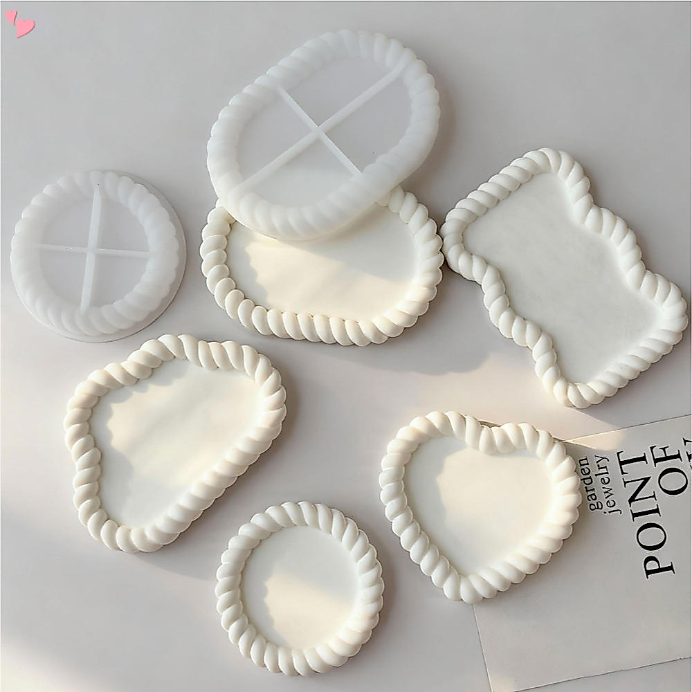 Tray Silicone Molds, Spiral Bubble Tray Coaster Resin Concrete Mold Jewelry Plate Candle Holder Container Epoxy Casting Mold for Unique Resin Clay Art Crafts Supplies Home Decor
