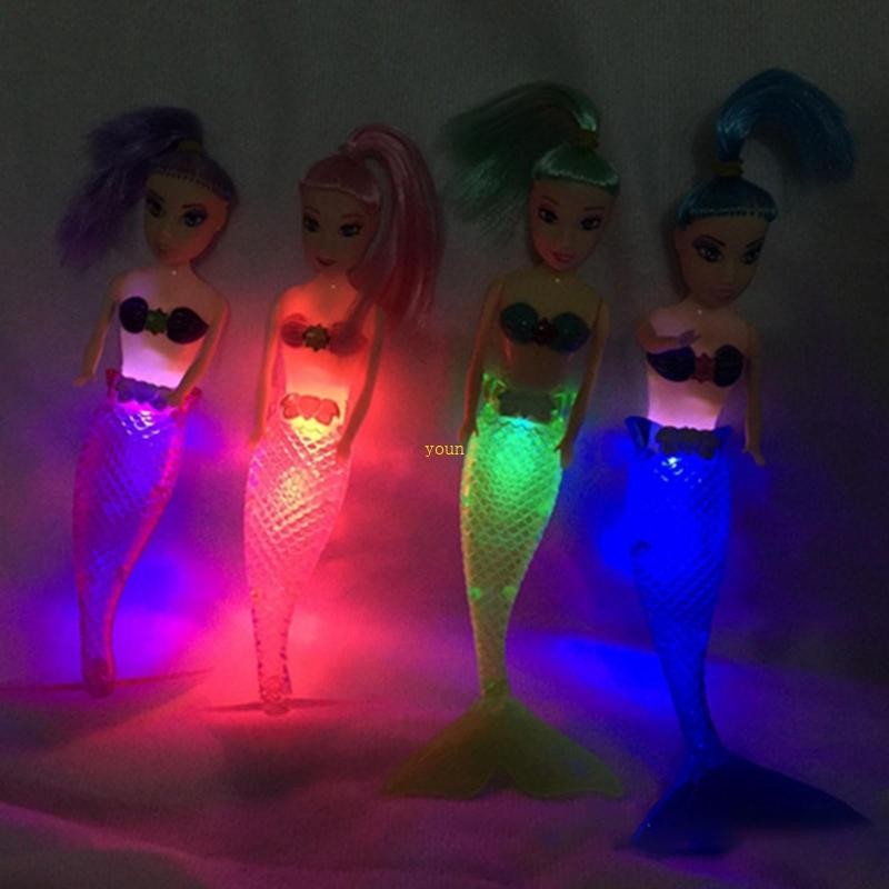 youn 7 Realistic Mermaids for Doll with Lighting Tail Bathtub Toy Dolls Toddler Toy