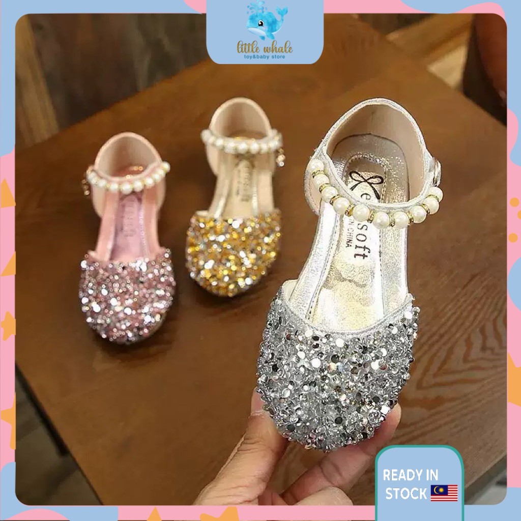 Princess Shiny Sandal Baby Kids Girl Princess Dance Shoes Comfortable Sandle Budak Perempuan Sequin Girl Fat Mary Jane