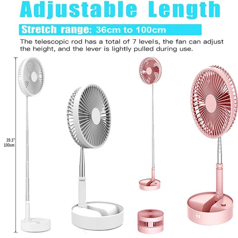 Kipas Berdiri Lipat 7200mAh Kipas Boleh Cas Semula Mudah Alih Kipas Meja Mini dengan Fungsi Teleskopik & USB / 7200MAH Folding FAN Rechargeable Stand Fan Portable Fan Telescopic Floor/USB Mini Fan Desk Fan Kipas Mini Table Fan Mobile Usb