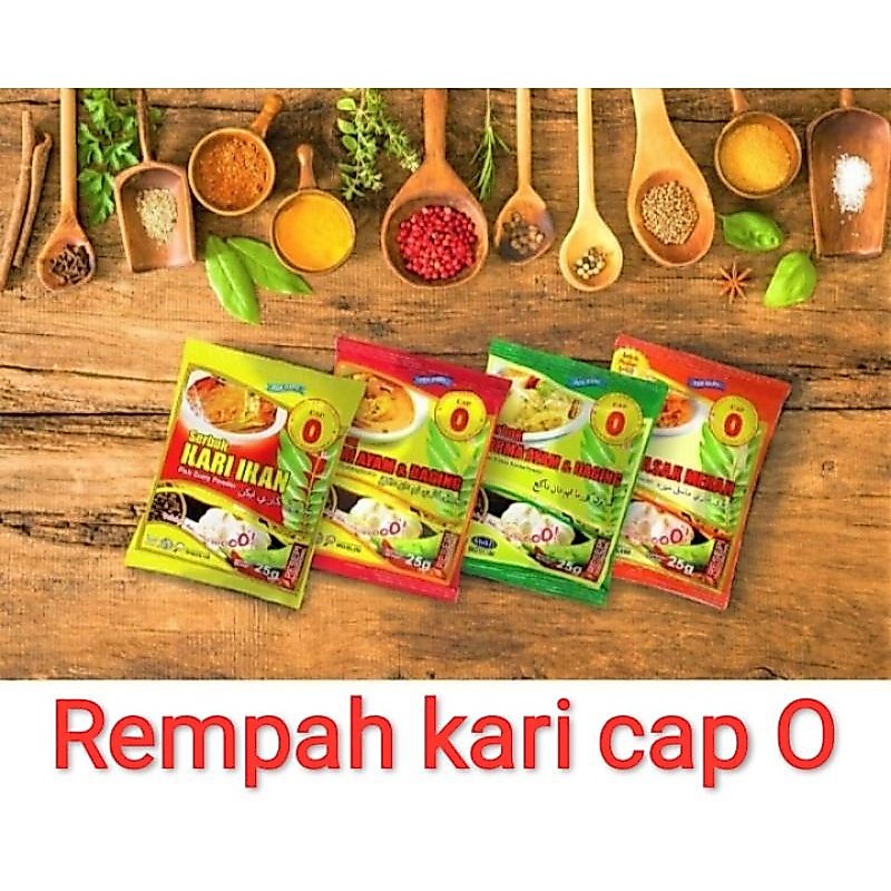 Cap O Serbuk Kari Curry Ikan, Ayam dan Daging, Sup bunjut, Korma, Udang, Ketam, Kari Masak Merah