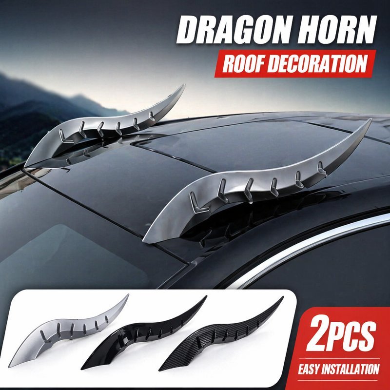 2Pcs Dragon Horn Car Roof Decoration Universal 3D Gothic Auto Exterior Mod Hiasan Kereta