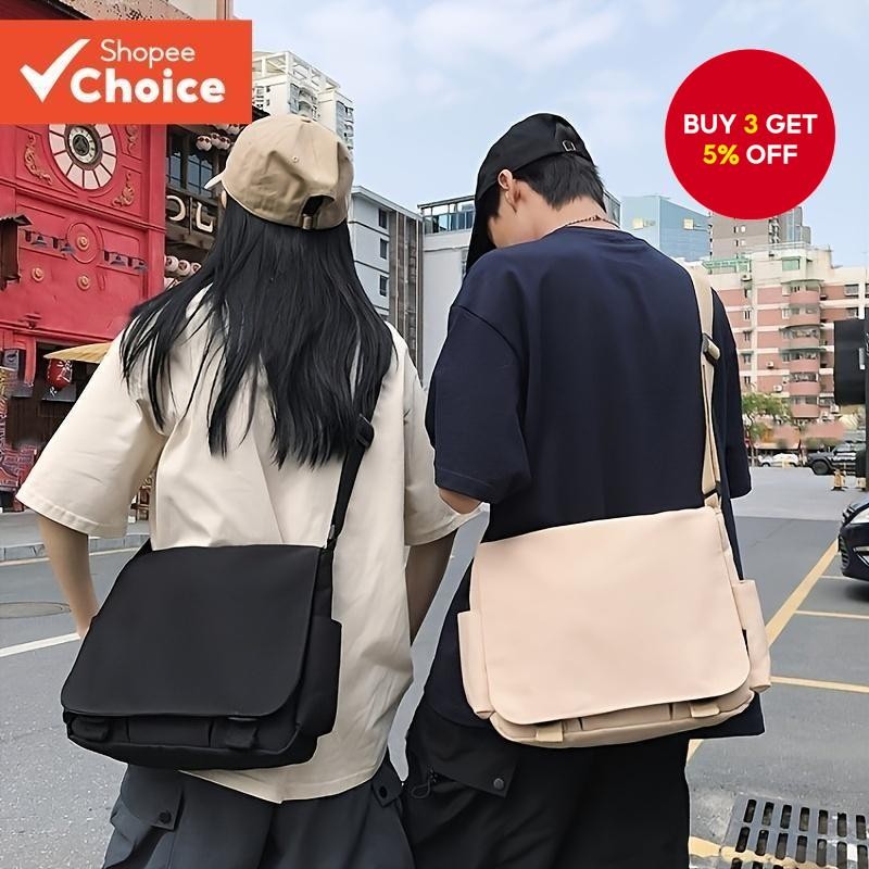 Men's Crossbody Bag - Large Capacity Simple Casual Nylon Messenger Bag for Students