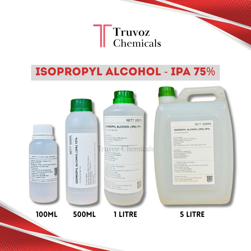 IPA 75% & 99.9% | Remove Oil, Dirt & Stains Remover | Technical Grade | [100ML/500ML/1000ML]