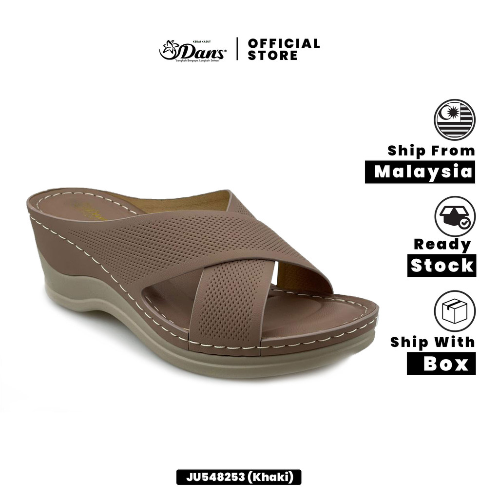 Dan's Kasut Tapak Lembut Selesa Ringan Comfort Wanita / Perempuan - Hitam / Khaki JU548253