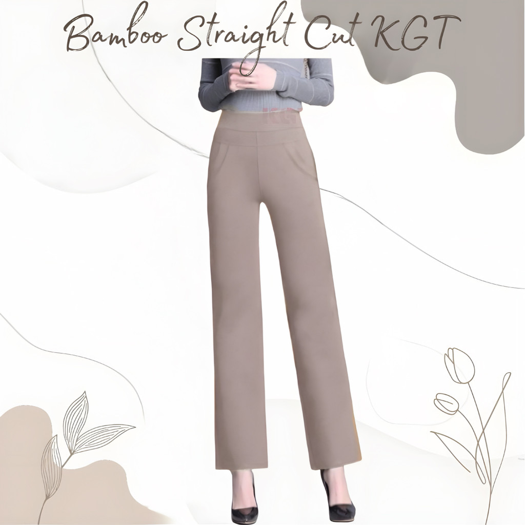 KGT Bamboo Slack P2 Ladies STRAIGHT CUT Baggy Cutting Long Pants 1966 Seluar Panjang Wanita