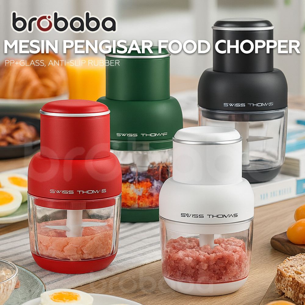 BROBABA Mesin Pengisar Mini Blender & Electric Food Chopper Mixer, Blender, Cutter, Shredder, Mincer, Grinder 800ML
