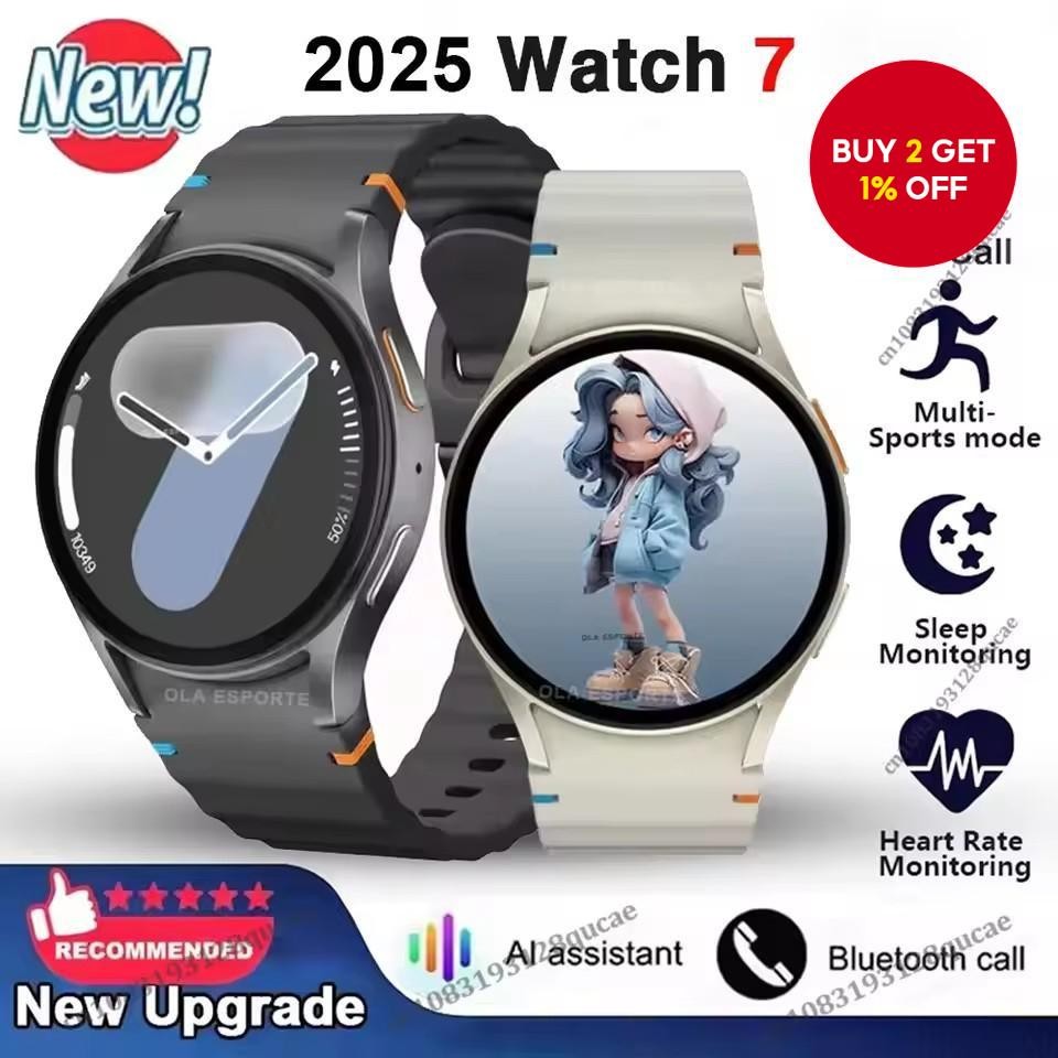 Samsung Smart Watch 2025 Watch 7 Classic Smartwatch for Men - Heart Rate, Blood Pressure Monitoring, GPS, Sports, Fitness, Women's Health, Waterproof Smart Watch for Galaxy Untuk Samsung Jam Tangan Pintar 2025 Watch 7 Classic Smartwatch Lelaki