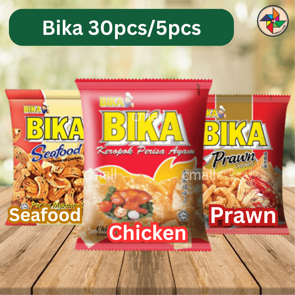 [CM] Bika Snack Crackers Chicken/Seafood/Prawn 30pcs/5pcs Halal (SMALL)