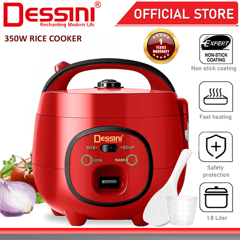 DESSINI ITALY 1.8L Electric Rice Cooker Non Stick Aluminium Inner Pot with Steamer Pengukus Periuk Nasi Elektrik