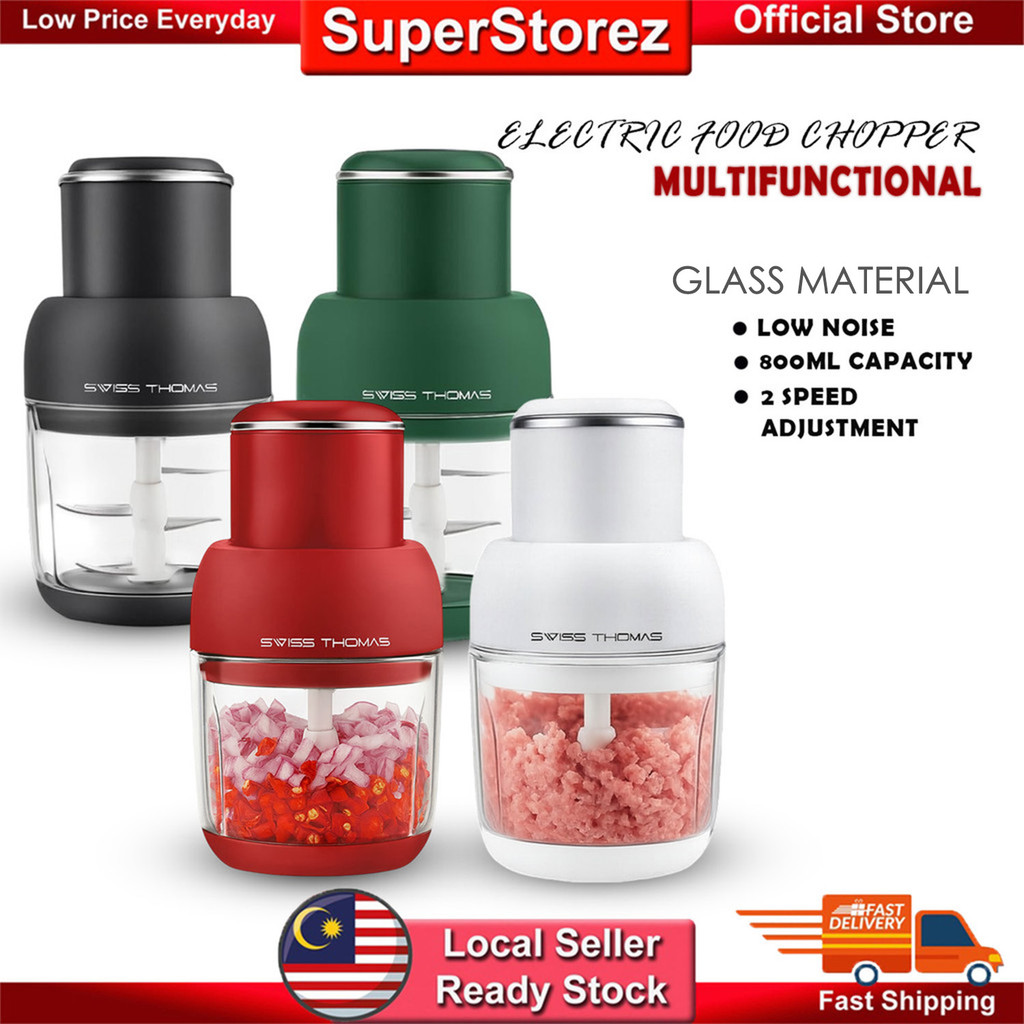 Superstorez Mesin Pengisar Mini Blender & Electric Food Chopper Mixer, Blender, Cutter, Shredder, Mincer, Grinder 800ML
