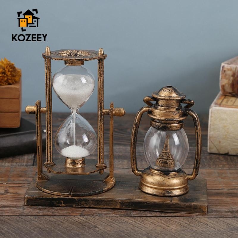 KOZEEY Lantern Hourglass Sand Timer Portable Lantern Hourglass Table Centerpiece Statue Decoration for Desk Home Kitchen Office