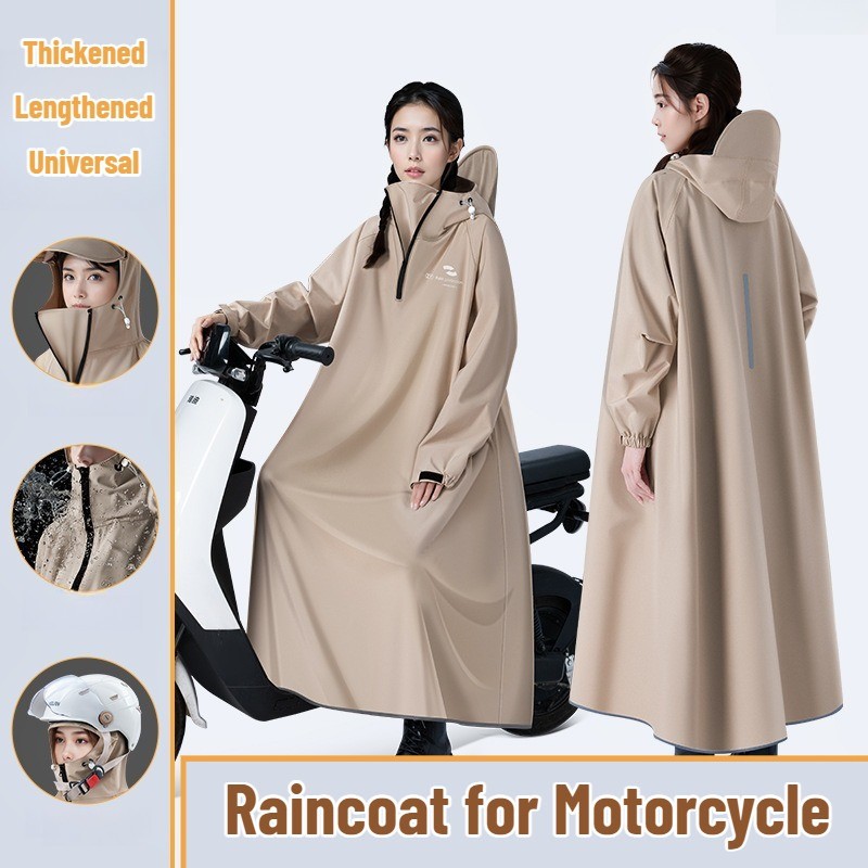 Adult Motorcycle Raincoat Thiened One-Piece Cape Style Durable Waterproof Riding Special Rainwear