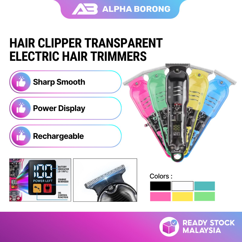 Alpha Transparent Trimmer Hair Clipper Rechargeable Small Silent Electric Hair Clipper Cordless Men's USB Hair Clipper