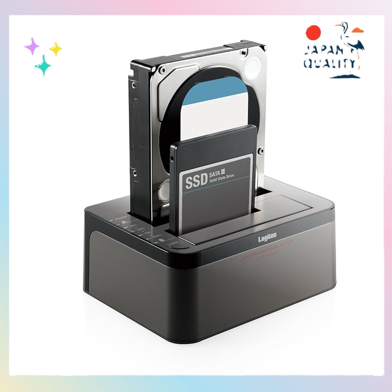 Logitec HDD Stand 2-Bay Duplicator for HDD/SSD USB3.0 – Free Data Backup/Erase Software Download | LGB-2BDPU3ES‐Direct from Japan!
