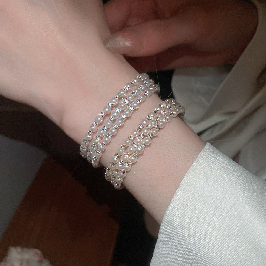 Gelang Terbuka Mutiara Berlapis Berlian Rekaan Vintaj Perancis Hadiah Mewah Ringan Wanita 2026