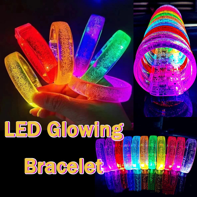 Multi-purposeLED Glow Bracelets Wristbands Glow In The Dark Party Acrylic WristBand Neon Toys Glow Bracelet Wedding Party Concert Bar Decor Props