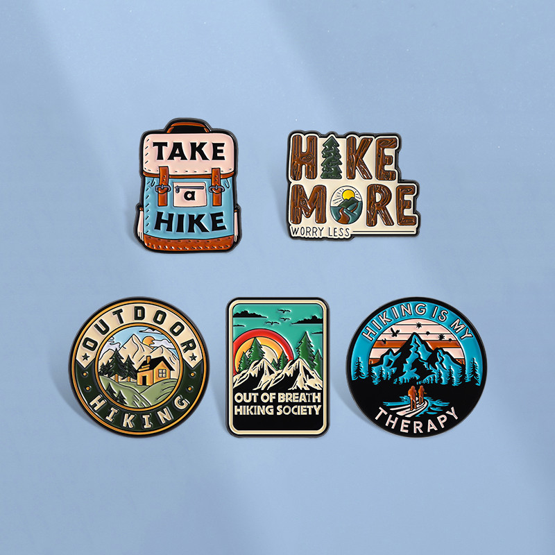Outdoor Hiking Camping Enamel Pin Nature Mountain Adventure Brooch Metal Badges Backpack Accessories Gifts for Friends