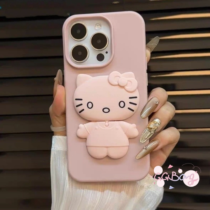 IPhone 13 15 16 11 14 12 Pro Max XR XS X Case HelloKitty 3D Doll Pattern Leather Case Simple Fashion Solid Color