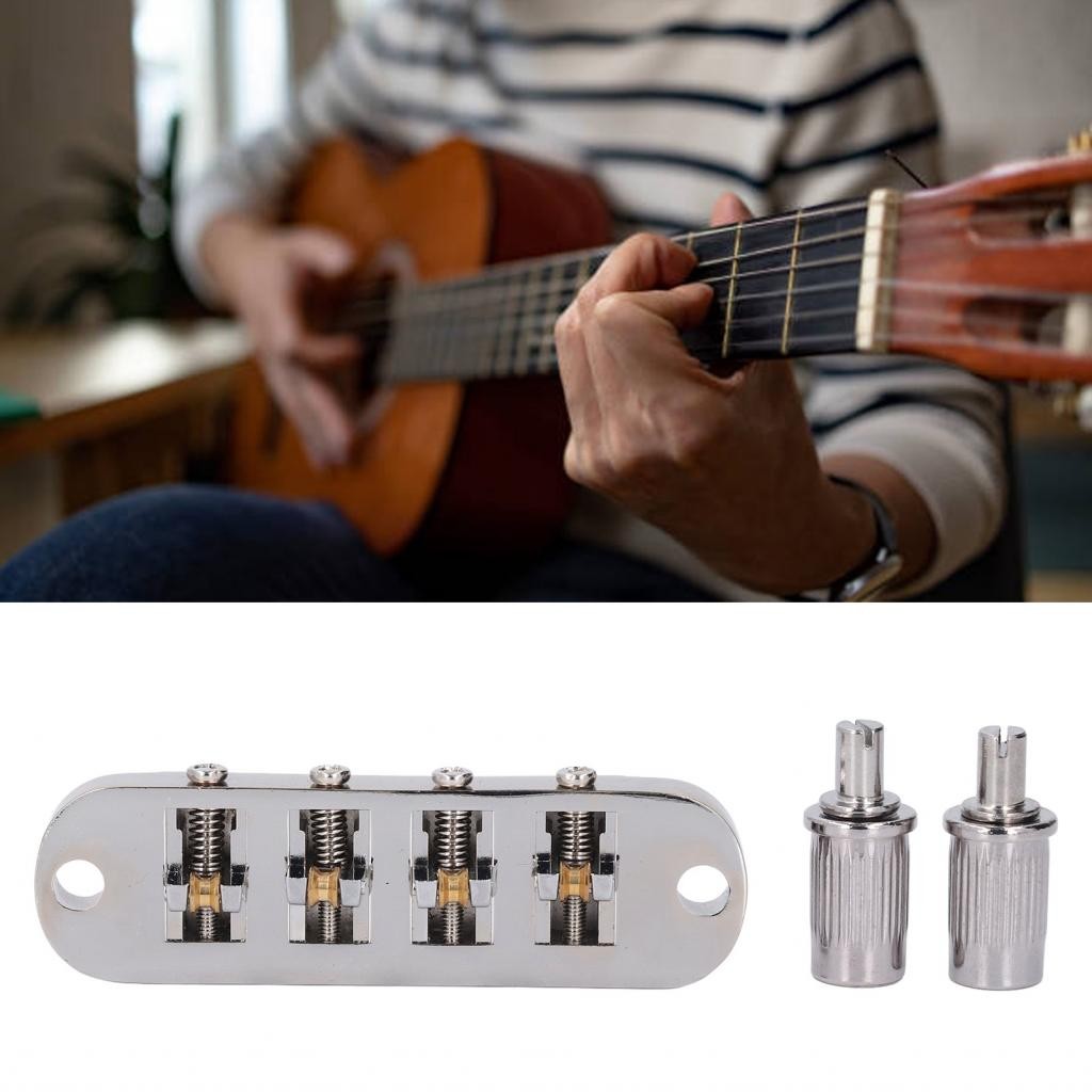 audioworld-MY Irfora 4 String Guitar Roller Bridge Eliminate Noise Alloy Construction Enhanced Stability Suitable for four string bass guitar bridge Independent tuning of intonation