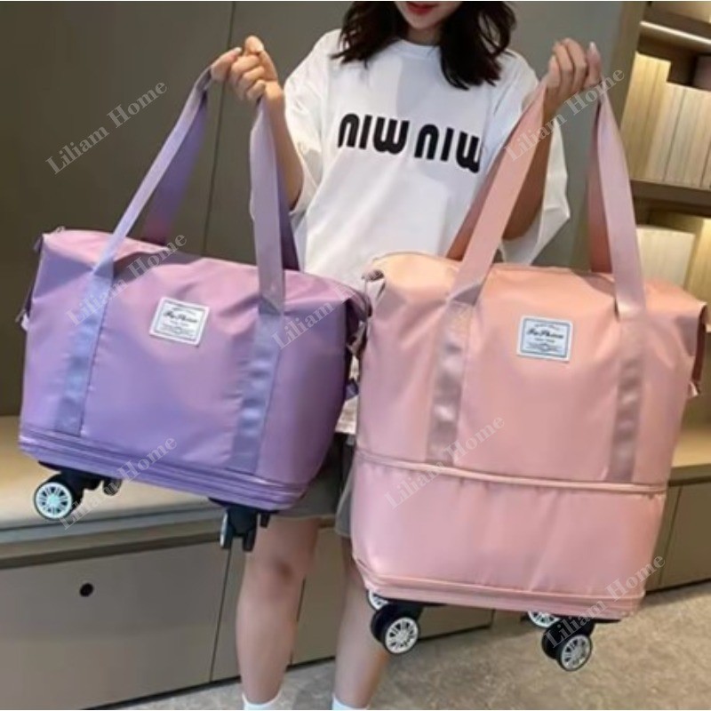 Travel Duffel Bag Versatile Thick 3-Layer Expandable Extra Large Capacity Foldable  Omni-Directional Wheels Beg