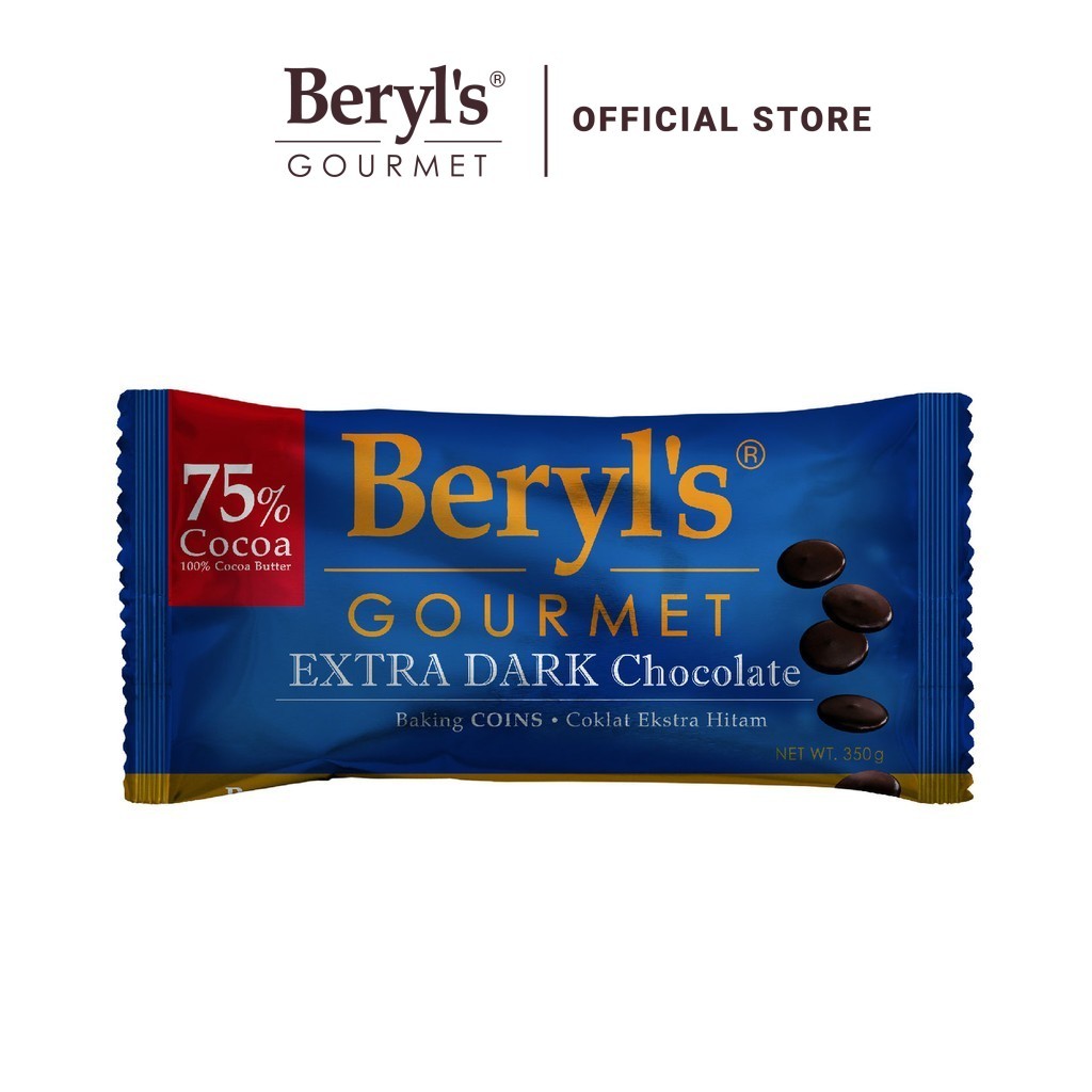 Beryl's Gourmet Extra Dark Baking Chocolate Coins 75% (350g) | Syiling Coklat Ekstra Hitam | Rich for Dessert