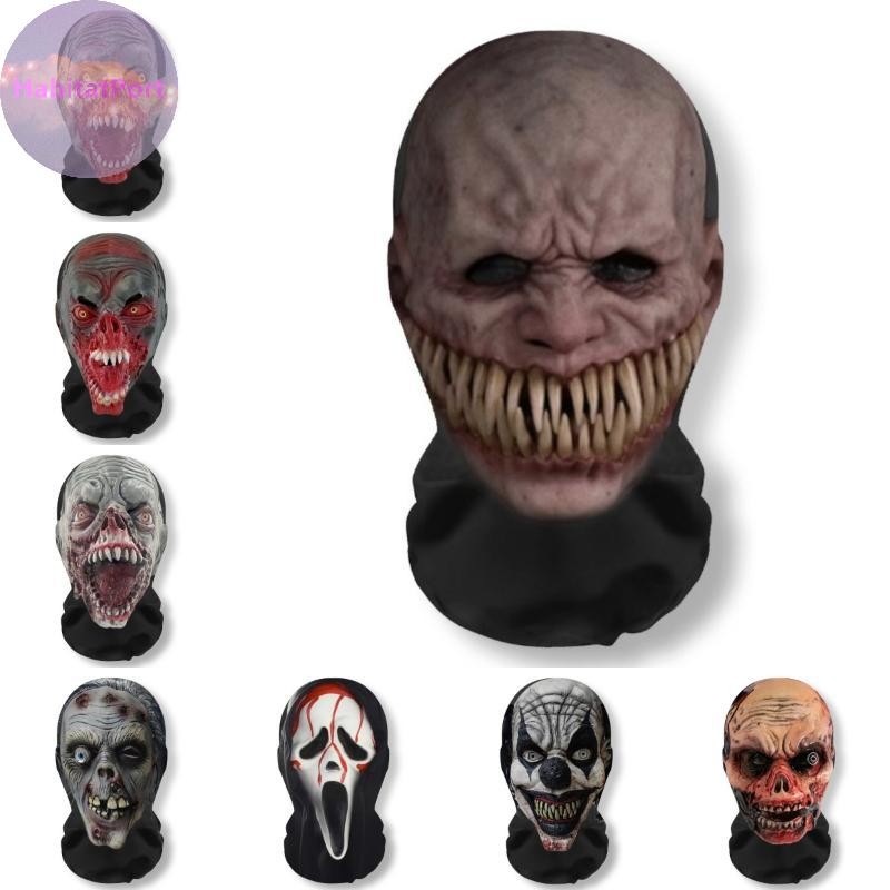 HabitatPort Halloween Ghost Face 3D Mask Balaclava Full Face Elastic Mesh Breathable Zombie Headcovers Horror Party Halloween Cosplay Props MY