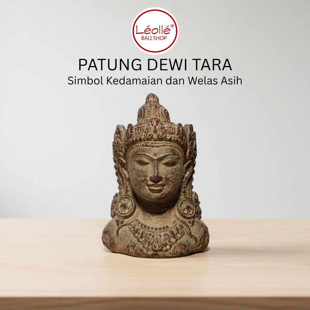LOKAL Handmade Balinese Leolle Goddess Tara Statue, Spiritual Artistic Decoration Display, Classic Ethnic Style Cement Mold Ornament for Home Interior Villa Spa Hotel Meditation Room, Handicraft for Local Balinese Craftsmen