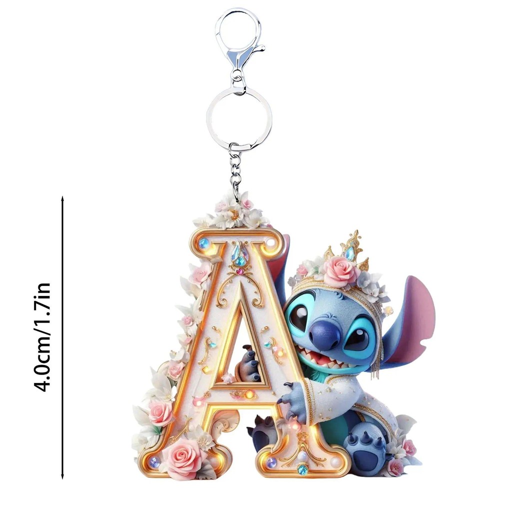 2D FLAT 1PC Disney Animation Stitch New Acrylic A- Z 26 English Letters Suitable For Backpack Key Pendant