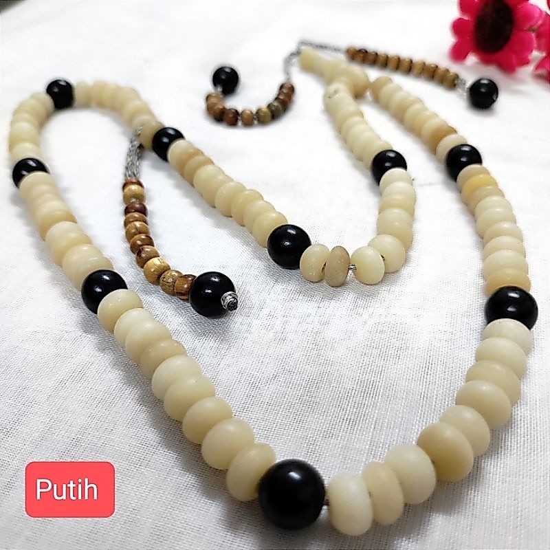 Tasbih Kayu Mulung Besar 8mm - 12mm saiznya random Tasbih BIJI Iboi Putih Jenis Donuts 99Biji 🌾🌾🌾