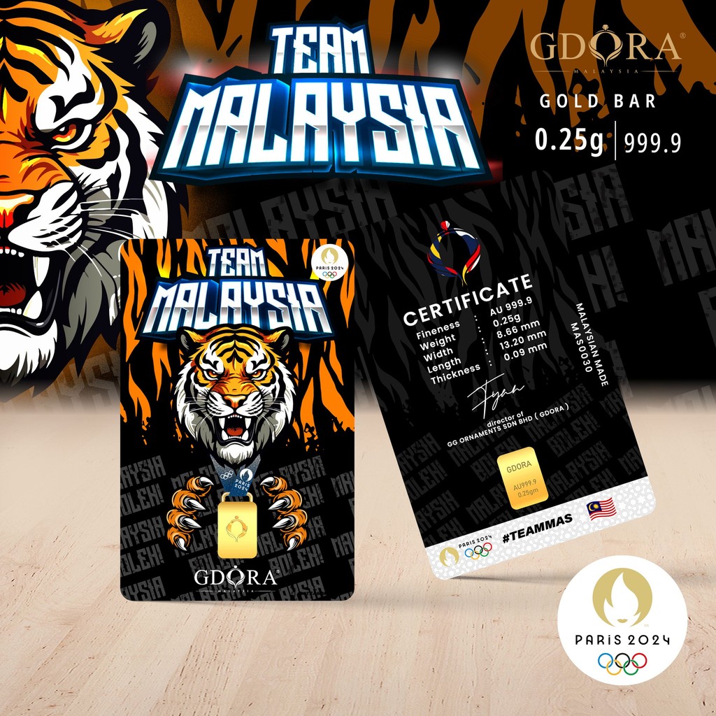 GDORA Gold Bar 0.25gram Team Malaysia 999.9