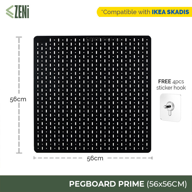 ZENi Pegboard PRIME | 56x56cm Large Size Pegboard | Compatible with IKEA SKADIS Accessories