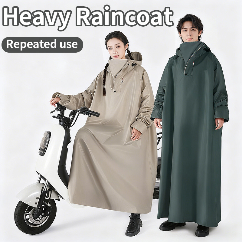 【Upgraded】Thickened Motorcycle Raincoat Waterproof Full Body Rainsuit Unisex Hooded Poncho Baju Hujan Panjang
