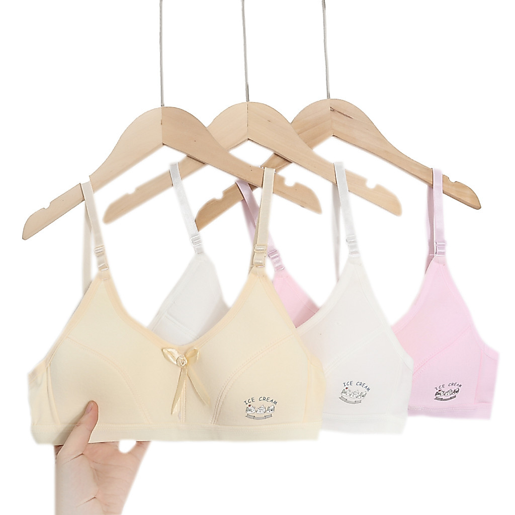 9-15 Years Old Teen Girls Bra Puberty Girl Cotton Adjustable Cat Printing Back Closure Teenage Underwear