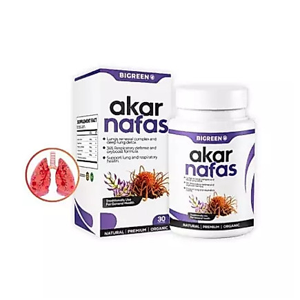 Akar Nafas - Sesak Nafas, Batuk Berkahak, Penyakit Asma, Menyokong Kesihatan Paru-Paru - 30 Kapsul