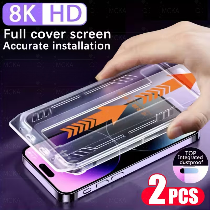 Second Stick Dust Removal Warehouse Full Screen Tempered Film [1/2PCS] FOR POCO M7PRO M6PRO M6PLUS M6 M5S M5 High-Definition Transparent Easy-to-Stick Essential FOR Beginners