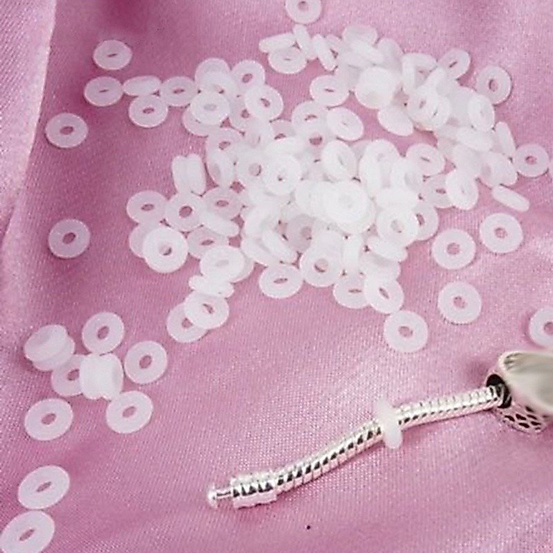 10/20Pcs/30Pcs/100Pcs White Rubber Clip Charms Safety Stopper Bead Fits European Style Brand Charm Bracelets & Necklaces Accessories