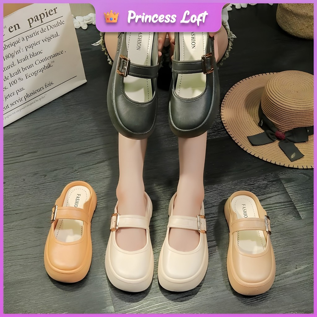 READY STOCK Faidah Round Headed Slippers Women's Summer Fashion Wear Flat Bottom Non Slip Slippers