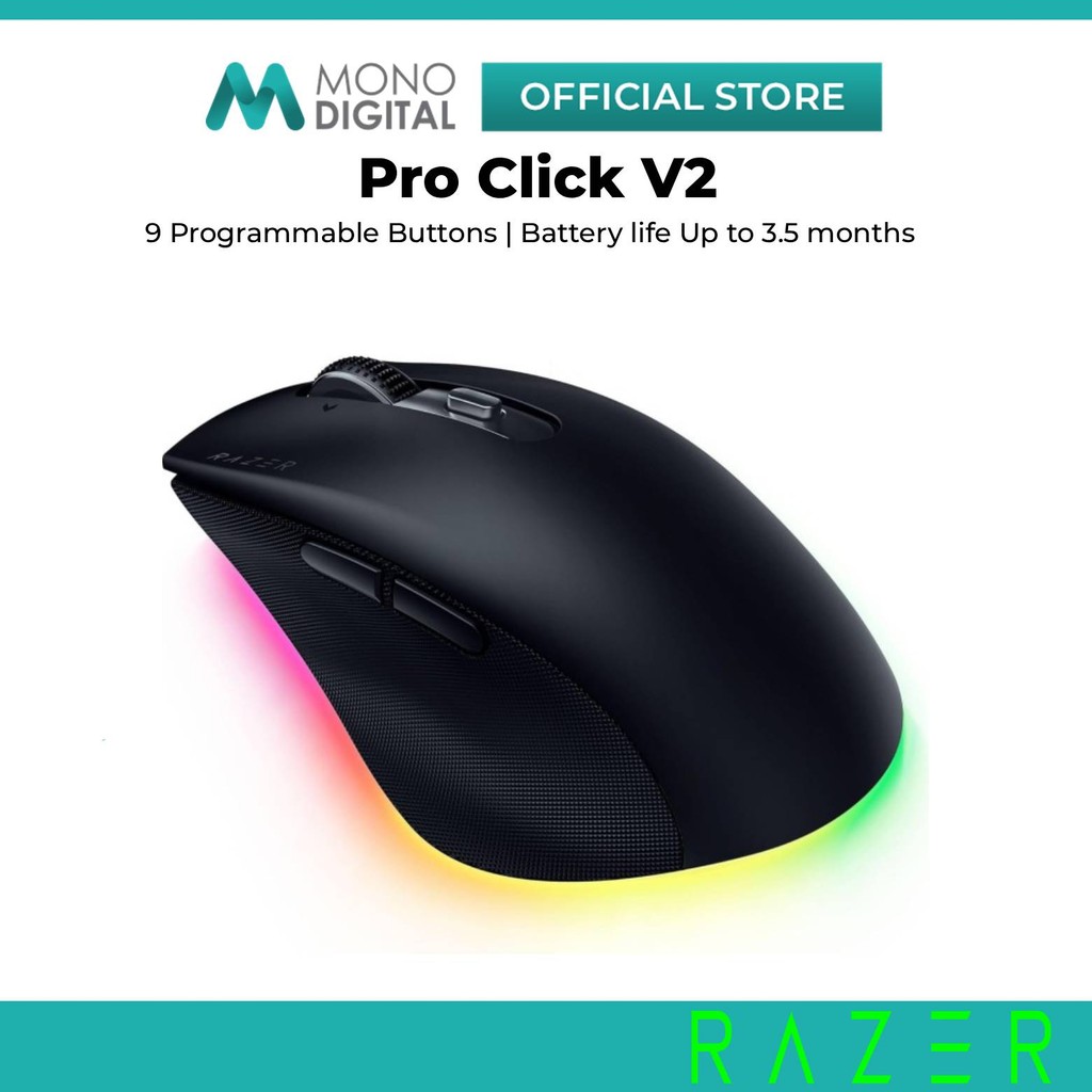 RAZER PRO CLICK V2 ERGONOMIC RIGHT HANDED WIRELESS MOUSE 9 PROGRAMMABLE BUTTONS / AI  PROMPT MASTER / USB-C WIRED