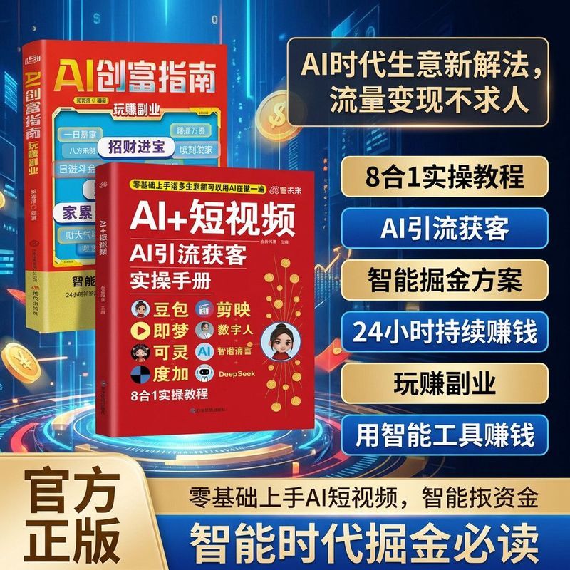 现货Spot AI短视频AI引流获客实操手册AI创富指南玩赚副业人工智能ai全套书 Ready Stock: Spot AI Short Videos, AI Traffic Generation and Customer Acquisition Practical Manual, AI Wealth Creation Guide, How to Make Money with Side Jobs, Complete Set of Artificial Intelligence AI Books