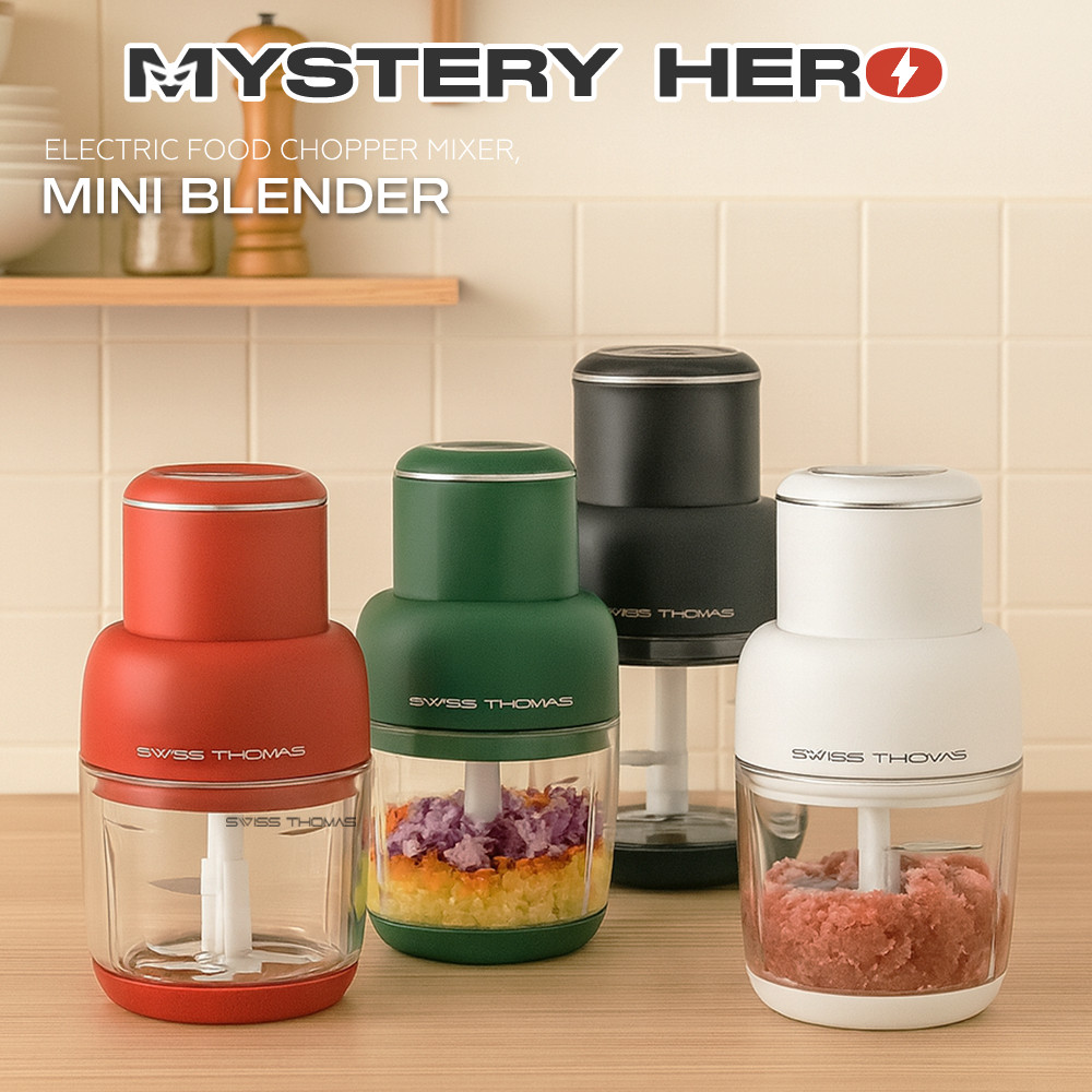 Mysteryhero Mesin Pengisar Mini Blender & Electric Food Chopper Mixer, Blender, Cutter, Shredder, Mincer, Grinder 800ML
