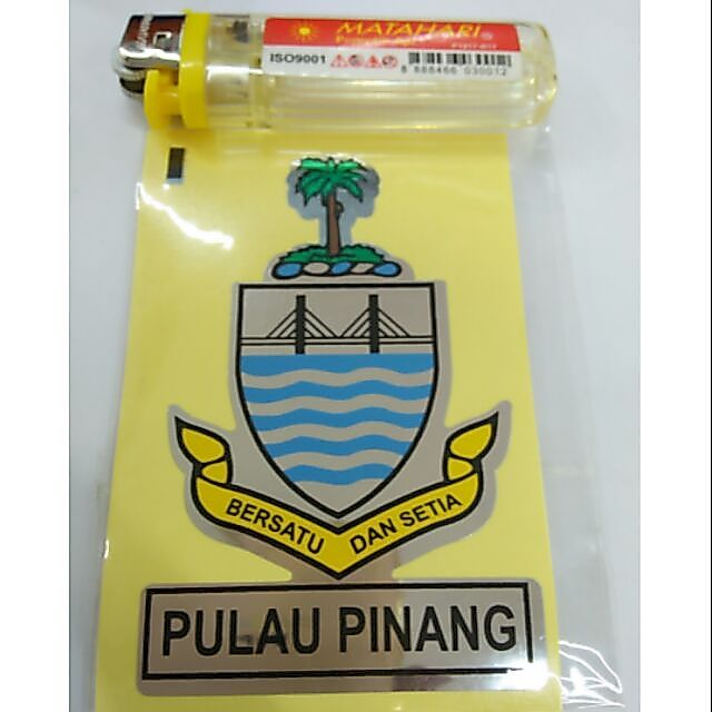 Stiker motor kereta logo negeri pulau pinang