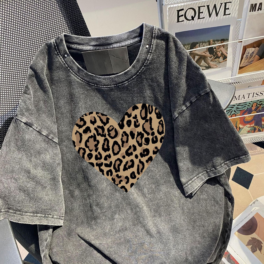 （✨24Hour shipping✨）Maise STUDIO Amerika Syarikat air cuci wanita rusak leopard fesyen trend top #9.23