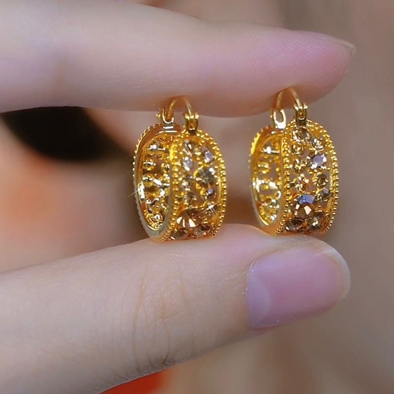 AF8 Emas 916 Subang / Emas 916 Anting-anting /Full Diamond Hoop Earringsgold 916