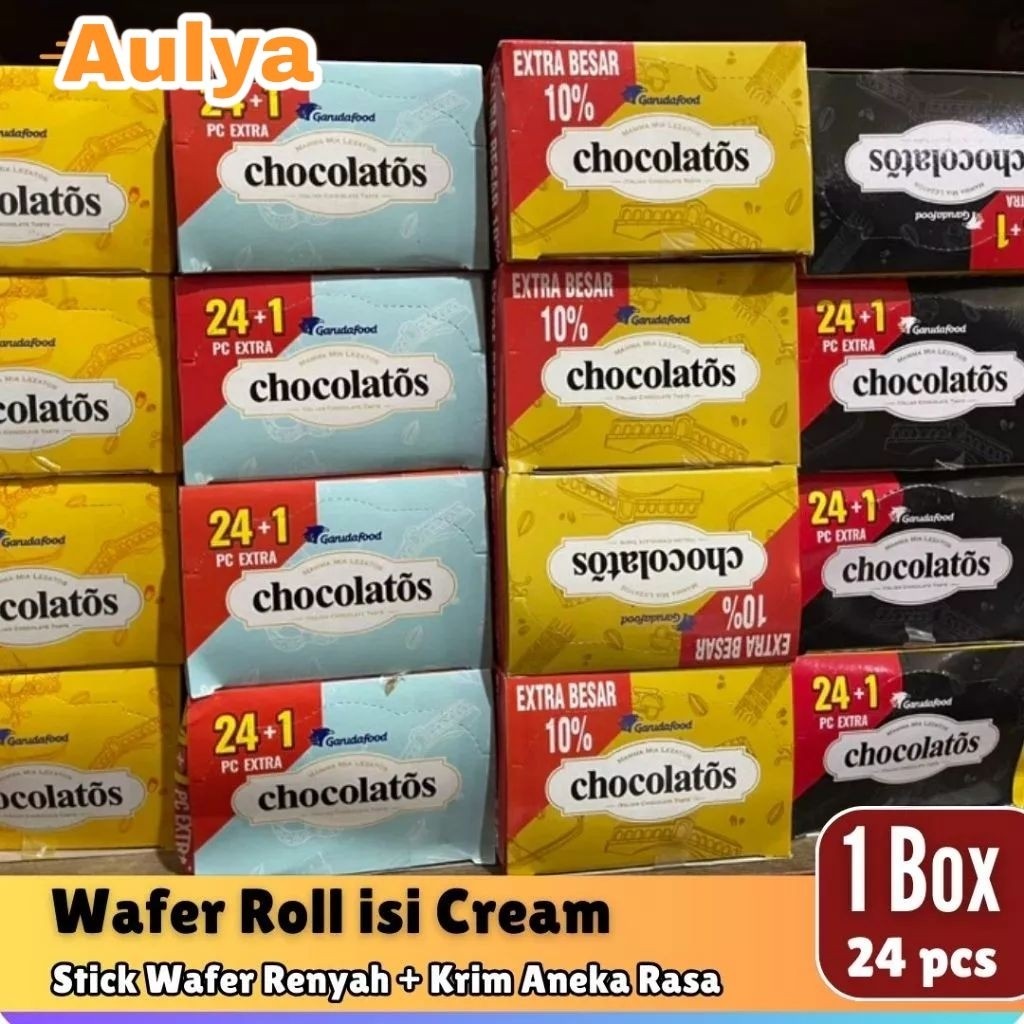 Chocolatos Long Stick Wafer Roll /Harga untuk Satu Box isi 24pcs.