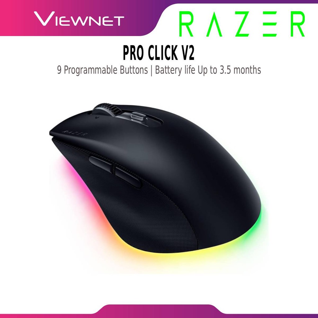 RAZER PRO CLICK V2 ERGONOMIC RIGHT HANDED WIRELESS MOUSE 9 PROGRAMMABLE BUTTONS / AI  PROMPT MASTER / USB-C WIRED
