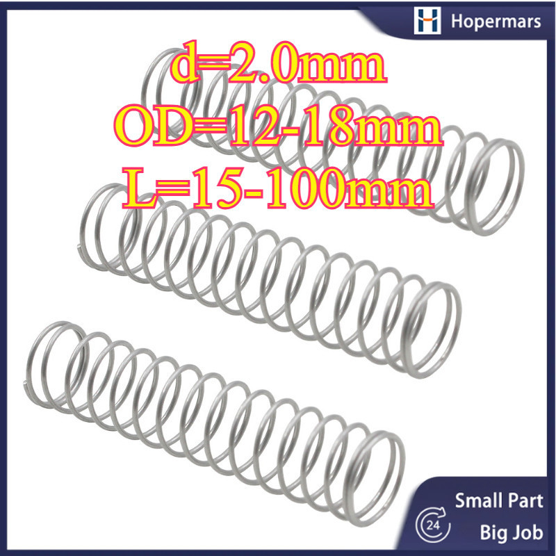 compression spring (SPRING STEEL STAINLESS STEEL) wire  304 Stainless Steel d2.0mm * OD12-18mm * L10-100mm (HA-XDT-MY-1)