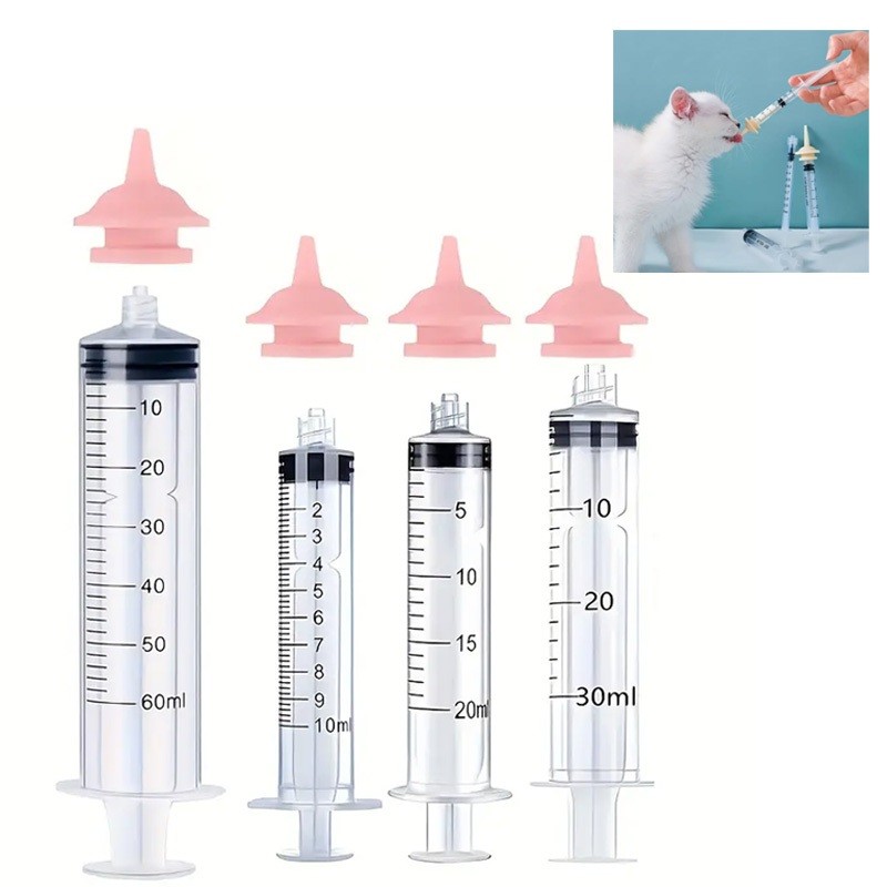 Kitten Syringe feeder Cat Feeding bottle nipple Silicone Puppy milk feeder syringe for cats dog